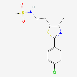 molecular formula C13H15ClN2O2S2 B2906747 N-[2-[2-(4-chlorophenyl)-4-methyl-1,3-thiazol-5-yl]ethyl]methanesulfonamide CAS No. 894006-99-6
