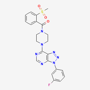 molecular formula C22H20FN7O3S B2906750 (4-(3-(3-fluorophenyl)-3H-[1,2,3]triazolo[4,5-d]pyrimidin-7-yl)piperazin-1-yl)(2-(methylsulfonyl)phenyl)methanone CAS No. 1005306-85-3