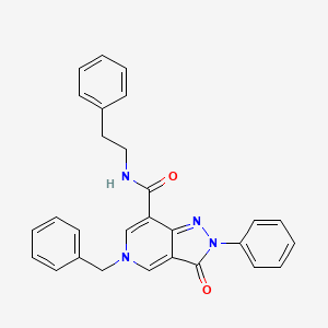 molecular formula C28H24N4O2 B2906755 5-benzyl-3-oxo-N-phenethyl-2-phenyl-3,5-dihydro-2H-pyrazolo[4,3-c]pyridine-7-carboxamide CAS No. 921846-90-4