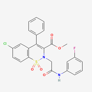 molecular formula C24H18ClFN2O5S B2906766 methyl 6-chloro-2-(2-((3-fluorophenyl)amino)-2-oxoethyl)-4-phenyl-2H-benzo[e][1,2]thiazine-3-carboxylate 1,1-dioxide CAS No. 1114879-07-0