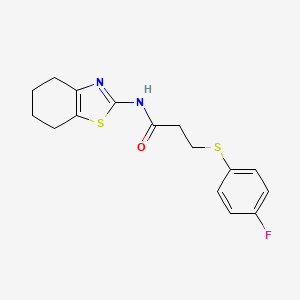 molecular formula C16H17FN2OS2 B2906773 3-((4-fluorophenyl)thio)-N-(4,5,6,7-tetrahydrobenzo[d]thiazol-2-yl)propanamide CAS No. 896351-05-6