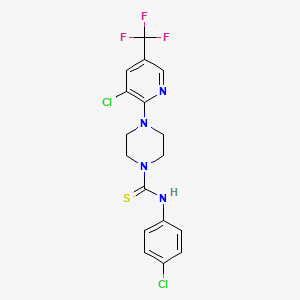 molecular formula C17H15Cl2F3N4S B2906775 N-(4-chlorophenyl)-4-[3-chloro-5-(trifluoromethyl)pyridin-2-yl]piperazine-1-carbothioamide CAS No. 1024379-06-3