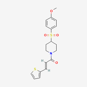 molecular formula C19H21NO4S2 B2906778 (E)-1-(4-((4-methoxyphenyl)sulfonyl)piperidin-1-yl)-3-(thiophen-2-yl)prop-2-en-1-one CAS No. 1448139-16-9