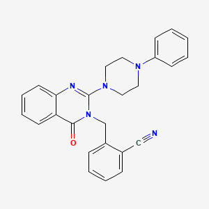 molecular formula C26H23N5O B2906783 2-((4-oxo-2-(4-phenylpiperazin-1-yl)quinazolin-3(4H)-yl)methyl)benzonitrile CAS No. 1448128-86-6