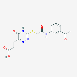 molecular formula C16H16N4O5S B2906791 3-[3-({2-[(3-Acetylphenyl)amino]-2-oxoethyl}sulfanyl)-5-hydroxy-1,2,4-triazin-6-yl]propanoic acid CAS No. 905769-69-9