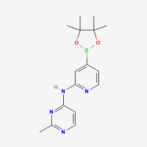 molecular formula C16H21BN4O2 B2906795 2-methyl-N-(4-(4,4,5,5-tetramethyl-1,3,2-dioxaborolan-2-yl)pyridin-2-yl)pyrimidin-4-amine CAS No. 1801684-86-5