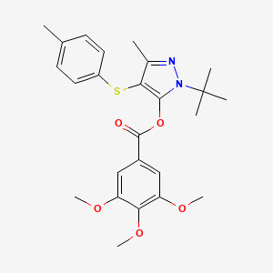 molecular formula C25H30N2O5S B2906800 [2-Tert-butyl-5-methyl-4-(4-methylphenyl)sulfanylpyrazol-3-yl] 3,4,5-trimethoxybenzoate CAS No. 850913-97-2
