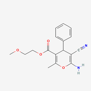 molecular formula C17H18N2O4 B2906806 2-methoxyethyl 6-amino-5-cyano-2-methyl-4-phenyl-4H-pyran-3-carboxylate CAS No. 578748-53-5