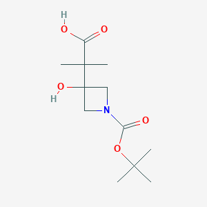 molecular formula C12H21NO5 B2906810 2-(1-(tert-Butoxycarbonyl)-3-hydroxyazetidin-3-yl)-2-methylpropanoic acid CAS No. 2172037-86-2