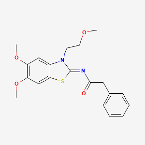 molecular formula C20H22N2O4S B2906812 (Z)-N-(5,6-dimethoxy-3-(2-methoxyethyl)benzo[d]thiazol-2(3H)-ylidene)-2-phenylacetamide CAS No. 895446-14-7