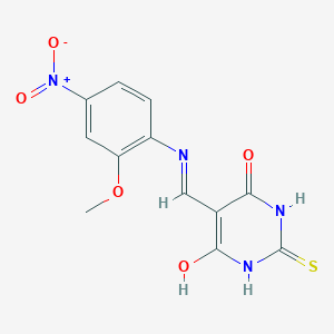 molecular formula C12H10N4O5S B2906814 5-(((2-methoxy-4-nitrophenyl)amino)methylene)-2-thioxodihydropyrimidine-4,6(1H,5H)-dione CAS No. 392737-45-0