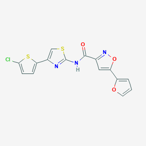 molecular formula C15H8ClN3O3S2 B2906819 N-(4-(5-chlorothiophen-2-yl)thiazol-2-yl)-5-(furan-2-yl)isoxazole-3-carboxamide CAS No. 1203269-58-2