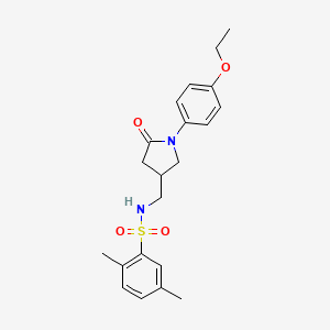molecular formula C21H26N2O4S B2906820 N-((1-(4-ethoxyphenyl)-5-oxopyrrolidin-3-yl)methyl)-2,5-dimethylbenzenesulfonamide CAS No. 954656-00-9