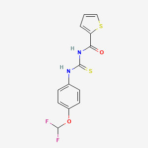 molecular formula C13H10F2N2O2S2 B2906825 N-((4-(difluoromethoxy)phenyl)carbamothioyl)thiophene-2-carboxamide CAS No. 302552-73-4