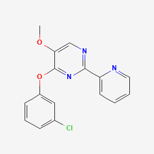 molecular formula C16H12ClN3O2 B2906827 4-(3-Chlorophenoxy)-5-methoxy-2-(2-pyridinyl)pyrimidine CAS No. 338771-31-6