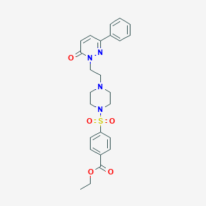 molecular formula C25H28N4O5S B2906840 ethyl 4-((4-(2-(6-oxo-3-phenylpyridazin-1(6H)-yl)ethyl)piperazin-1-yl)sulfonyl)benzoate CAS No. 1105213-20-4