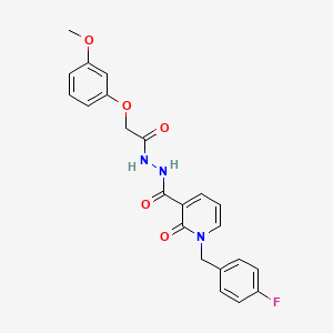 molecular formula C22H20FN3O5 B2906845 1-(4-fluorobenzyl)-N'-(2-(3-methoxyphenoxy)acetyl)-2-oxo-1,2-dihydropyridine-3-carbohydrazide CAS No. 1105210-99-8