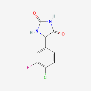 molecular formula C9H6ClFN2O2 B2906858 5-(4-Chloro-3-fluorophenyl)imidazolidine-2,4-dione CAS No. 1341725-43-6