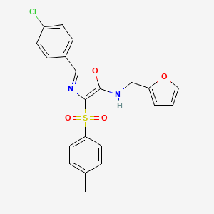 molecular formula C21H17ClN2O4S B2906861 2-(4-chlorophenyl)-N-[(furan-2-yl)methyl]-4-(4-methylbenzenesulfonyl)-1,3-oxazol-5-amine CAS No. 380447-79-0
