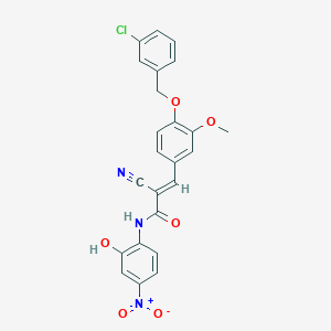 molecular formula C24H18ClN3O6 B2906867 (E)-3-[4-[(3-chlorophenyl)methoxy]-3-methoxyphenyl]-2-cyano-N-(2-hydroxy-4-nitrophenyl)prop-2-enamide CAS No. 522657-75-6