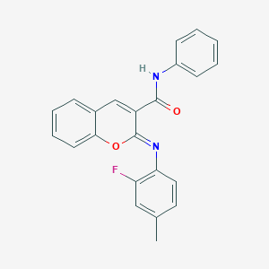 molecular formula C23H17FN2O2 B2906870 (2Z)-2-[(2-fluoro-4-methylphenyl)imino]-N-phenyl-2H-chromene-3-carboxamide CAS No. 1327197-25-0
