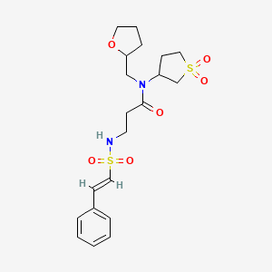 molecular formula C20H28N2O6S2 B2906872 N-(1,1-Dioxothiolan-3-yl)-N-(oxolan-2-ylmethyl)-3-[[(E)-2-phenylethenyl]sulfonylamino]propanamide CAS No. 2361914-37-4