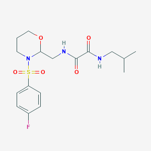 molecular formula C17H24FN3O5S B2906875 N1-((3-((4-fluorophenyl)sulfonyl)-1,3-oxazinan-2-yl)methyl)-N2-isobutyloxalamide CAS No. 869071-80-7