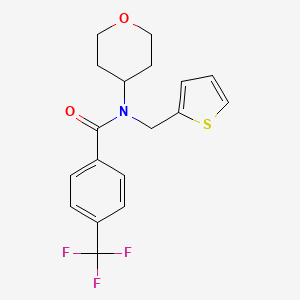 molecular formula C18H18F3NO2S B2906877 N-(tetrahydro-2H-pyran-4-yl)-N-(thiophen-2-ylmethyl)-4-(trifluoromethyl)benzamide CAS No. 1797268-39-3