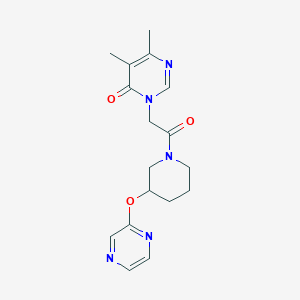 molecular formula C17H21N5O3 B2906881 5,6-dimethyl-3-(2-oxo-2-(3-(pyrazin-2-yloxy)piperidin-1-yl)ethyl)pyrimidin-4(3H)-one CAS No. 2034579-73-0