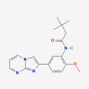 molecular formula C19H22N4O2 B2906882 N-(5-imidazo[1,2-a]pyrimidin-2-yl-2-methoxyphenyl)-3,3-dimethylbutanamide CAS No. 862810-60-4