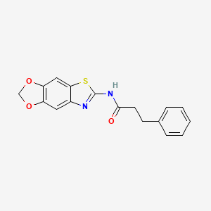 molecular formula C17H14N2O3S B2906884 N-([1,3]dioxolo[4,5-f][1,3]benzothiazol-6-yl)-3-phenylpropanamide CAS No. 892851-10-4