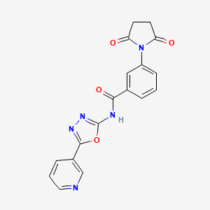 molecular formula C18H13N5O4 B2906888 3-(2,5-dioxopyrrolidin-1-yl)-N-(5-pyridin-3-yl-1,3,4-oxadiazol-2-yl)benzamide CAS No. 887893-32-5