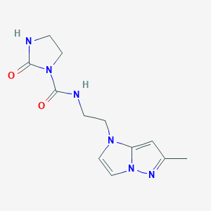 molecular formula C12H16N6O2 B2906898 N-(2-(6-methyl-1H-imidazo[1,2-b]pyrazol-1-yl)ethyl)-2-oxoimidazolidine-1-carboxamide CAS No. 2034239-02-4