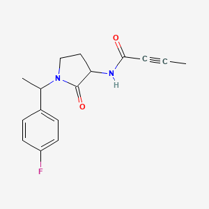 molecular formula C16H17FN2O2 B2906907 N-[1-[1-(4-Fluorophenyl)ethyl]-2-oxopyrrolidin-3-yl]but-2-ynamide CAS No. 2411200-18-3