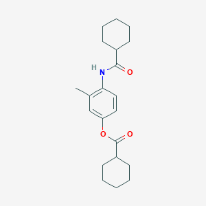 molecular formula C21H29NO3 B290691 4-[(Cyclohexylcarbonyl)amino]-3-methylphenyl cyclohexanecarboxylate 