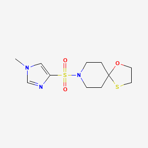 molecular formula C11H17N3O3S2 B2906924 8-((1-methyl-1H-imidazol-4-yl)sulfonyl)-1-oxa-4-thia-8-azaspiro[4.5]decane CAS No. 1428356-88-0