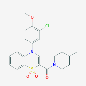 molecular formula C22H23ClN2O4S B2906925 2-(3,4-dimethylphenyl)-8-(thiomorpholin-4-ylcarbonyl)-2,5-dihydro-3H-pyrazolo[4,3-c]quinolin-3-one CAS No. 1251672-98-6