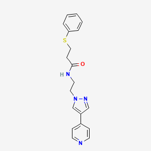 molecular formula C19H20N4OS B2906932 3-(phenylsulfanyl)-N-{2-[4-(pyridin-4-yl)-1H-pyrazol-1-yl]ethyl}propanamide CAS No. 2034354-19-1