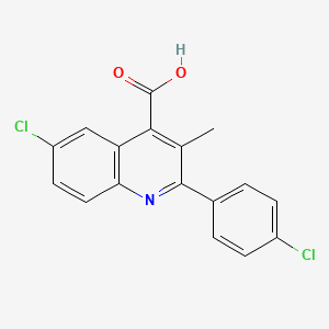 molecular formula C17H11Cl2NO2 B2906933 6-Chloro-2-(4-chlorophenyl)-3-methylquinoline-4-carboxylic acid CAS No. 906143-01-9
