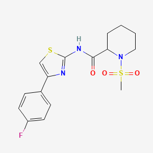 molecular formula C16H18FN3O3S2 B2906945 N-(4-(4-fluorophenyl)thiazol-2-yl)-1-(methylsulfonyl)piperidine-2-carboxamide CAS No. 1188358-78-2