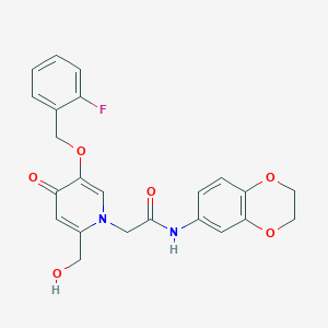 N-(2,3-dihydrobenzo[b][1,4]dioxin-6-yl)-2-(5-((2-fluorobenzyl)oxy)-2-(hydroxymethyl)-4-oxopyridin-1(4H)-yl)acetamide