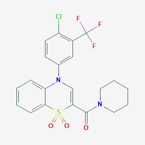 molecular formula C21H18ClF3N2O3S B2906970 N-(3-bromobenzyl)-5-(3-oxo-3-pyrrolidin-1-ylpropyl)thiophene-2-carboxamide CAS No. 1029747-16-7