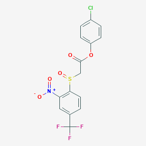 molecular formula C15H9ClF3NO5S B2906973 2-[2-Nitro-4-(trifluoromethyl)phenyl]sulfinylacetic acid (4-chlorophenyl) ester CAS No. 957482-03-0