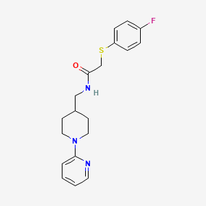 molecular formula C19H22FN3OS B2906975 2-((4-fluorophenyl)thio)-N-((1-(pyridin-2-yl)piperidin-4-yl)methyl)acetamide CAS No. 1235314-75-6