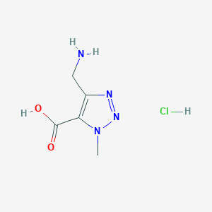 molecular formula C5H9ClN4O2 B2906979 4-(Aminomethyl)-1-methyl-1H-1,2,3-triazole-5-carboxylic acid hydrochloride CAS No. 2172590-21-3