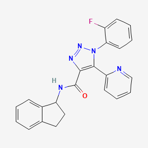 molecular formula C23H18FN5O B2906982 N-(2,3-dihydro-1H-inden-1-yl)-1-(2-fluorophenyl)-5-pyridin-2-yl-1H-1,2,3-triazole-4-carboxamide CAS No. 1396708-41-0