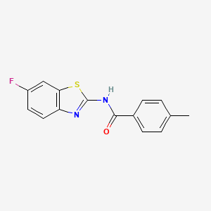 molecular formula C15H11FN2OS B2906990 N-(6-fluoro-1,3-benzothiazol-2-yl)-4-methylbenzamide CAS No. 476297-61-7