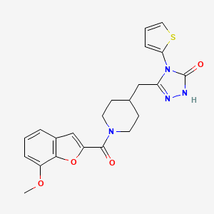 molecular formula C22H22N4O4S B2906991 3-((1-(7-methoxybenzofuran-2-carbonyl)piperidin-4-yl)methyl)-4-(thiophen-2-yl)-1H-1,2,4-triazol-5(4H)-one CAS No. 2034287-12-0