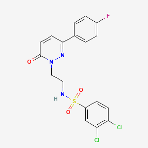 molecular formula C18H14Cl2FN3O3S B2907004 3,4-dichloro-N-(2-(3-(4-fluorophenyl)-6-oxopyridazin-1(6H)-yl)ethyl)benzenesulfonamide CAS No. 921879-61-0