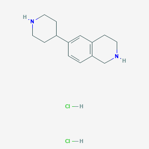 molecular formula C14H22Cl2N2 B2907005 6-(Piperidin-4-yl)-1,2,3,4-tetrahydroisoquinoline dihydrochloride CAS No. 1853217-59-0